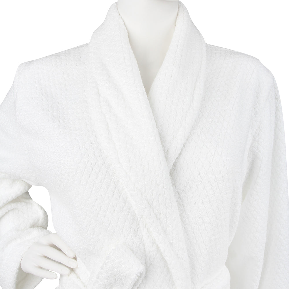 Diamond Jacquard Bathrobe, XS-SM, White