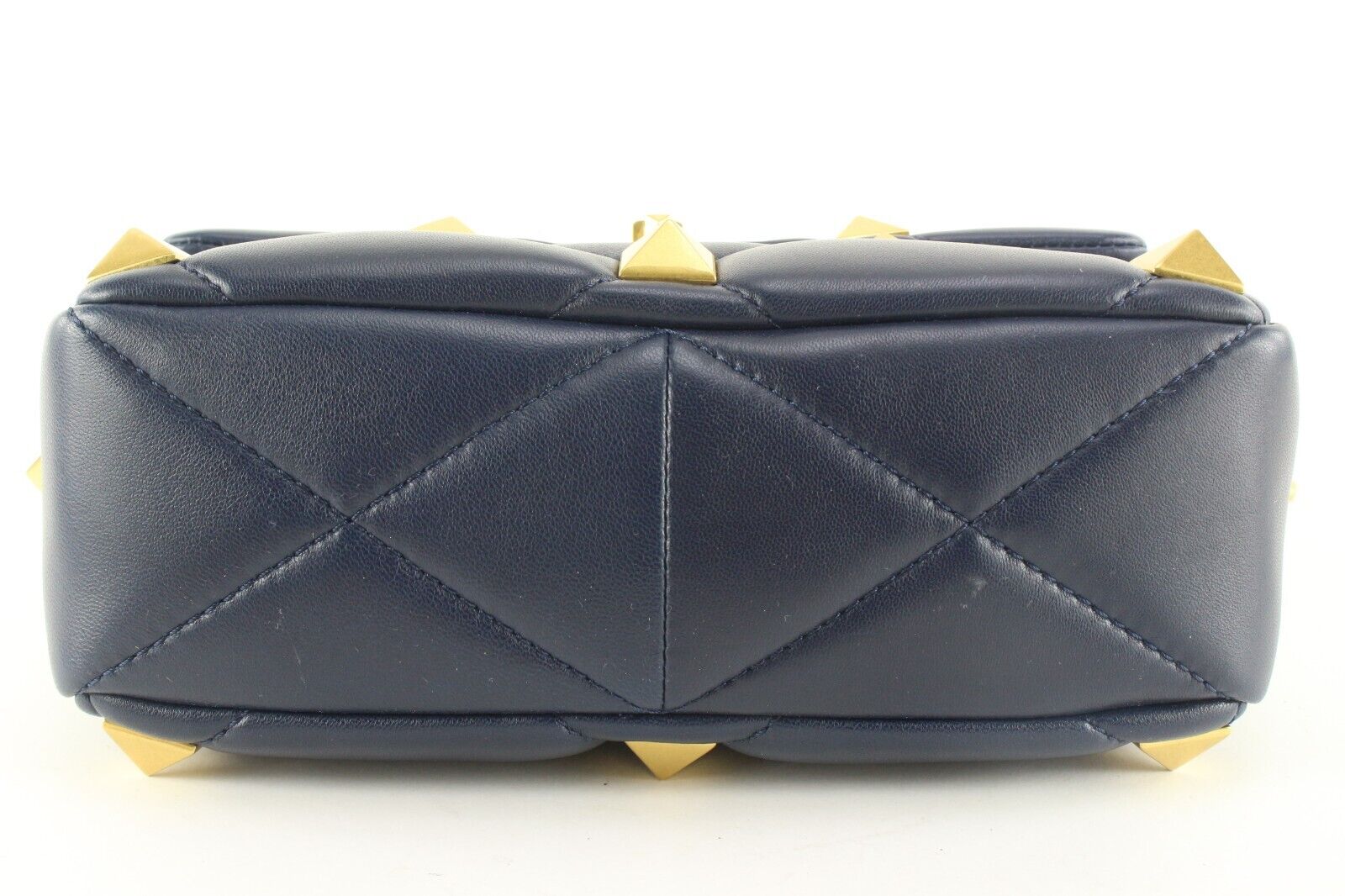 Valentino Navy Blue Quilted Roman Stud Crossbody GHW Chain 2VAL0407C
