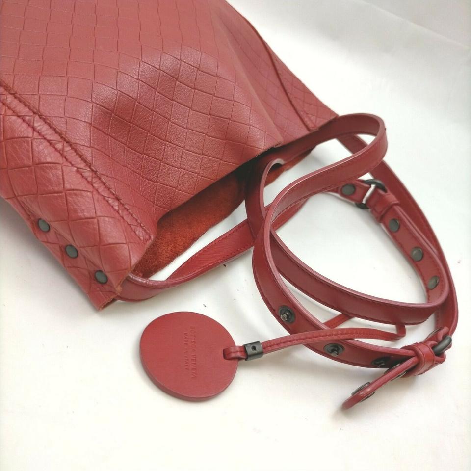 Bottega Veneta Quilted Red Leather Messenger Hobo 861217