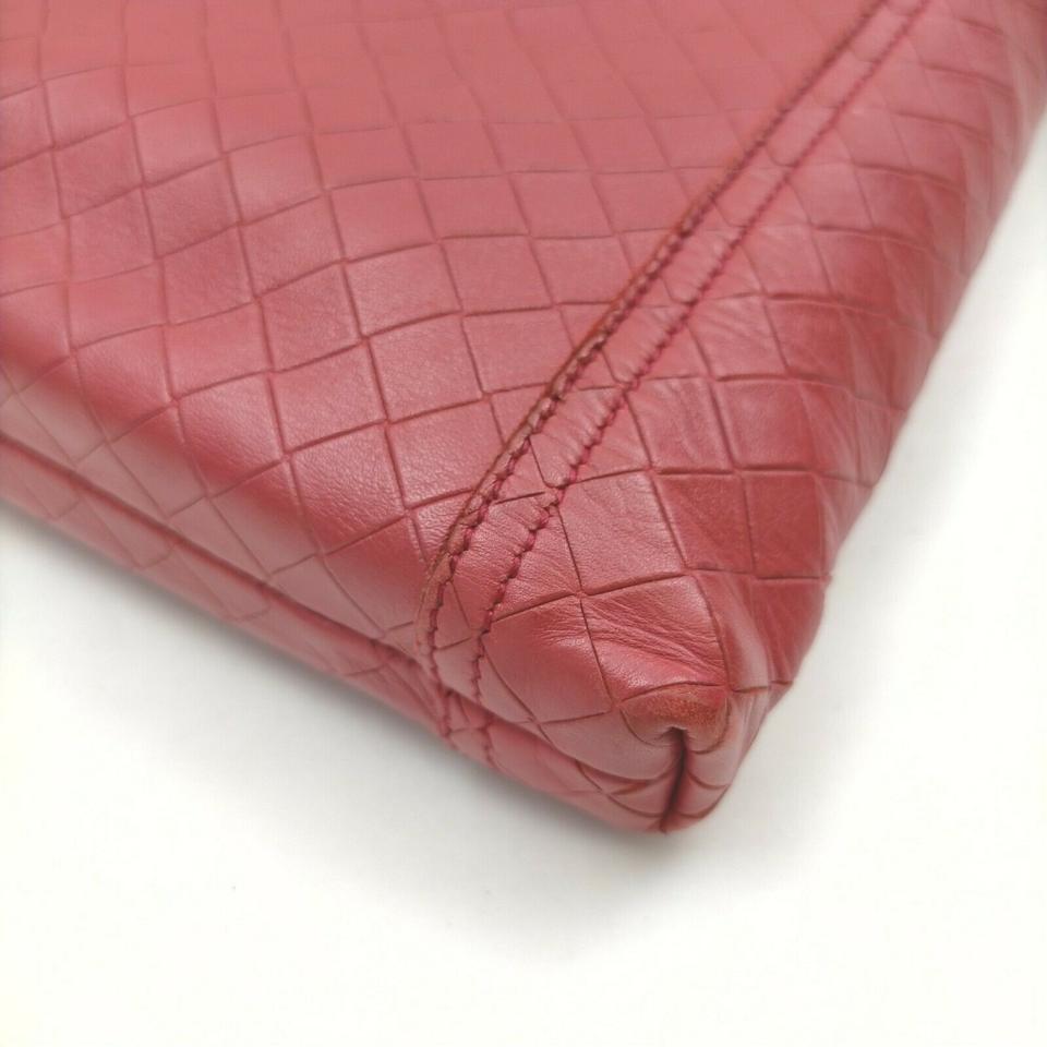 Bottega Veneta Quilted Red Leather Messenger Hobo 861217