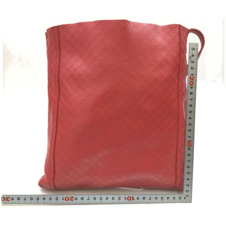 Bottega Veneta Quilted Red Leather Messenger Hobo 861217