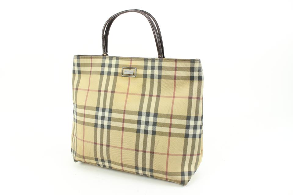 Burberry London Beige Nova Check Coated Canvas Tote Bag Upcycle Ready 9b419s