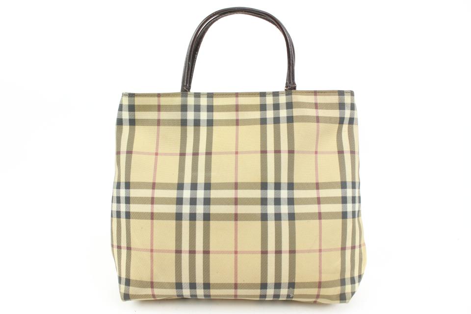 Burberry London Beige Nova Check Coated Canvas Tote Bag Upcycle Ready 9b419s