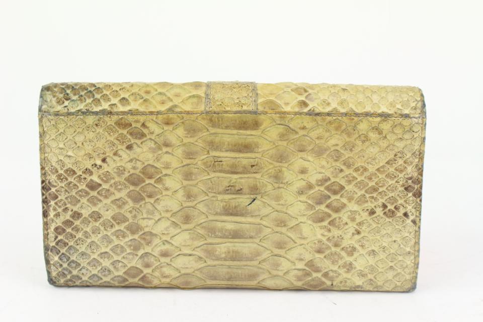 BVLGARI Beige-Yellow Python Flap Wallet 1216bvl43