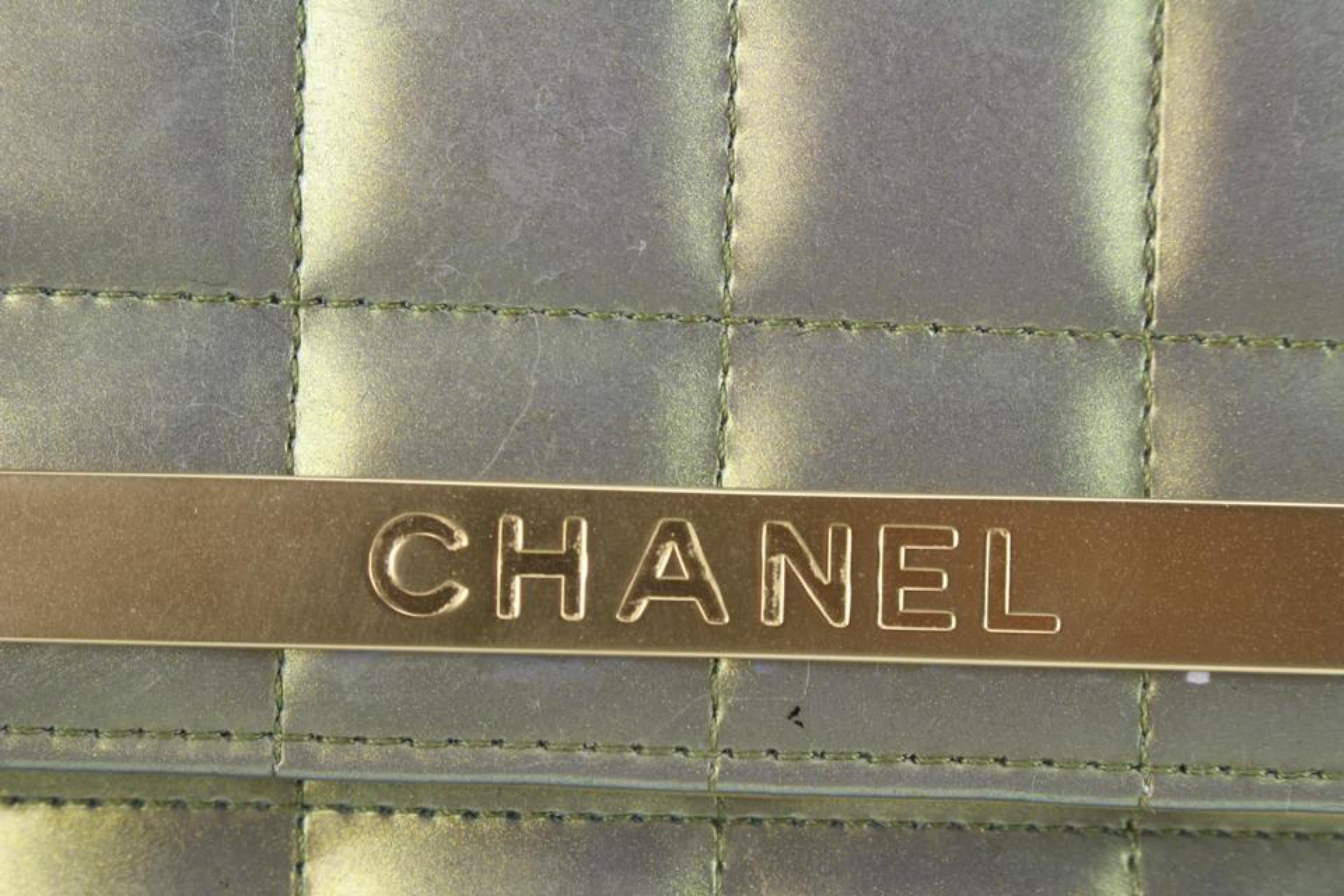 Chanel Metallic Iridescent Chocolate Bar Quilted Leather Shoulder 82cc826s