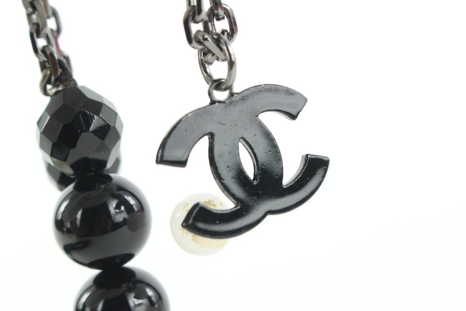 Chanel 05P Black Pearl CC Necklace with Flower Detail 873cas412