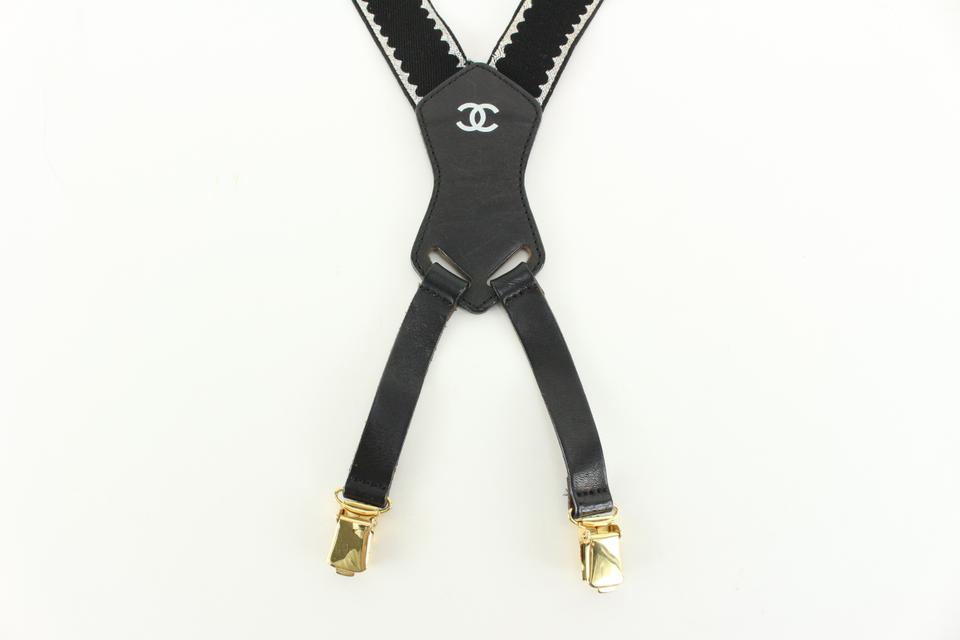 Chanel Limited Runway Black CC Logo Suspenders 37cc811s