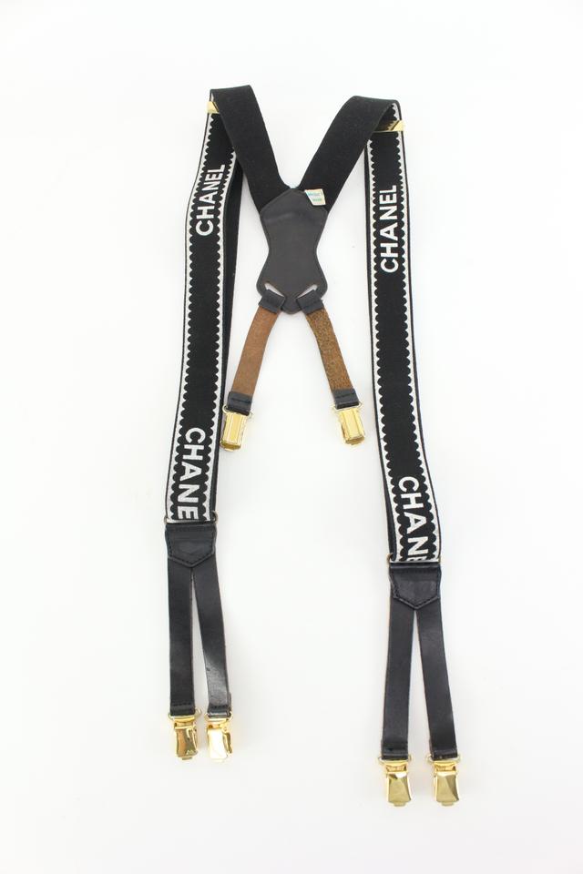 Chanel Limited Runway Black CC Logo Suspenders 37cc811s