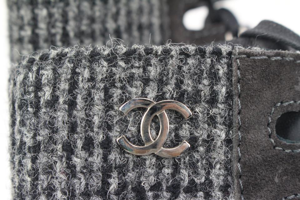 Chanel Size 36 CC Logo Tweed Combat Boots 40cz413s