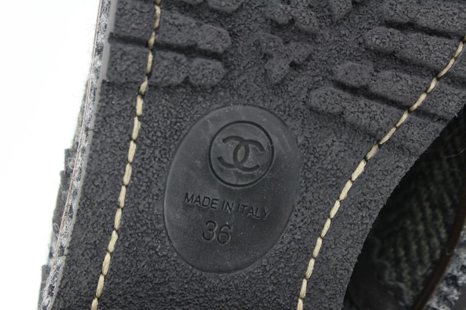 Chanel Size 36 CC Logo Tweed Combat Boots 40cz413s