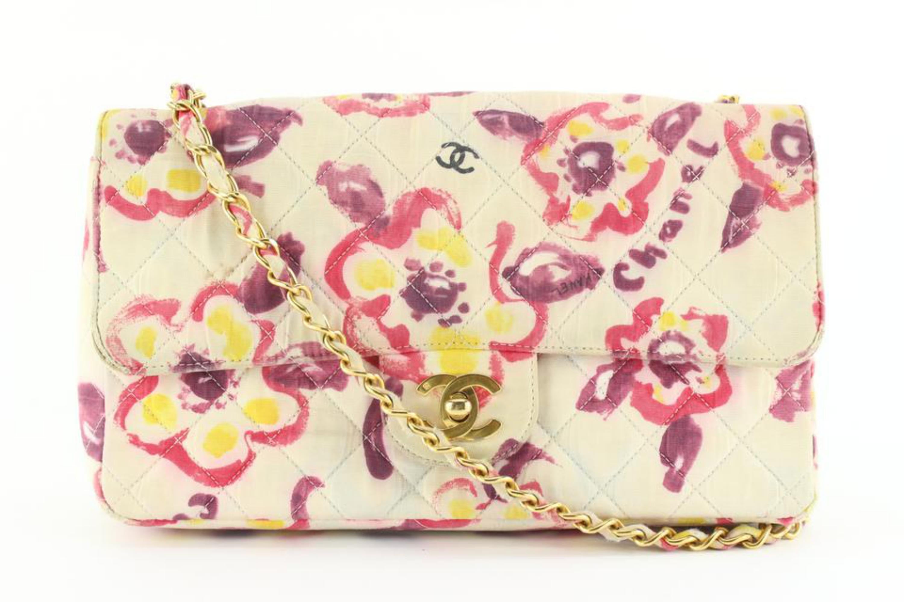 Chanel Watercolor Floral Quilted Medium Classic Flap 2CC1025