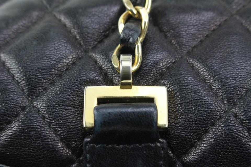 Chanel Rare Black Quilted Lambskin Boston Gold Chain Duffle 38ck311s