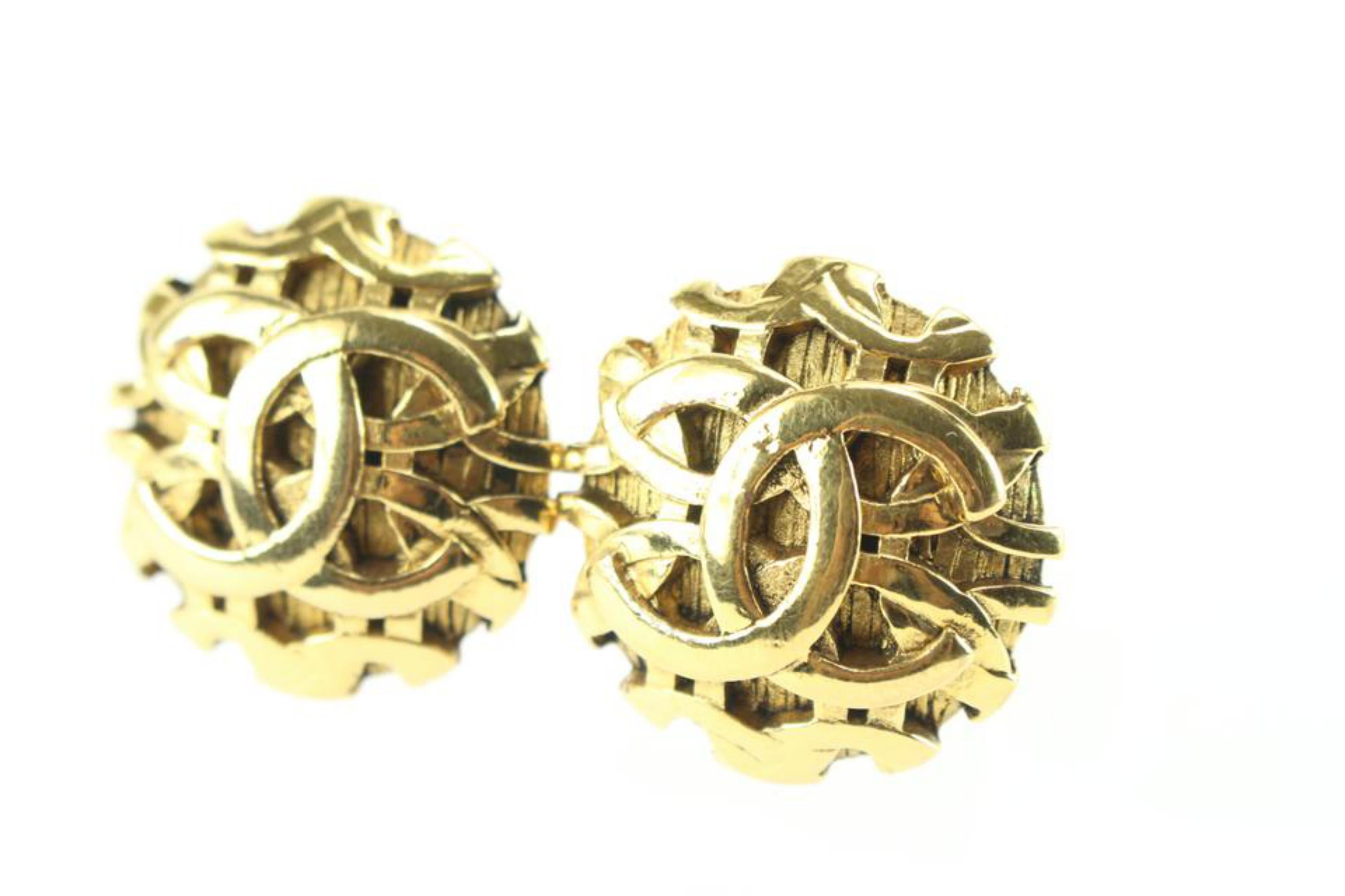 Chanel 24k Gold Plated 25 Collection Jumbo CC Logo Earrings 60ch825s