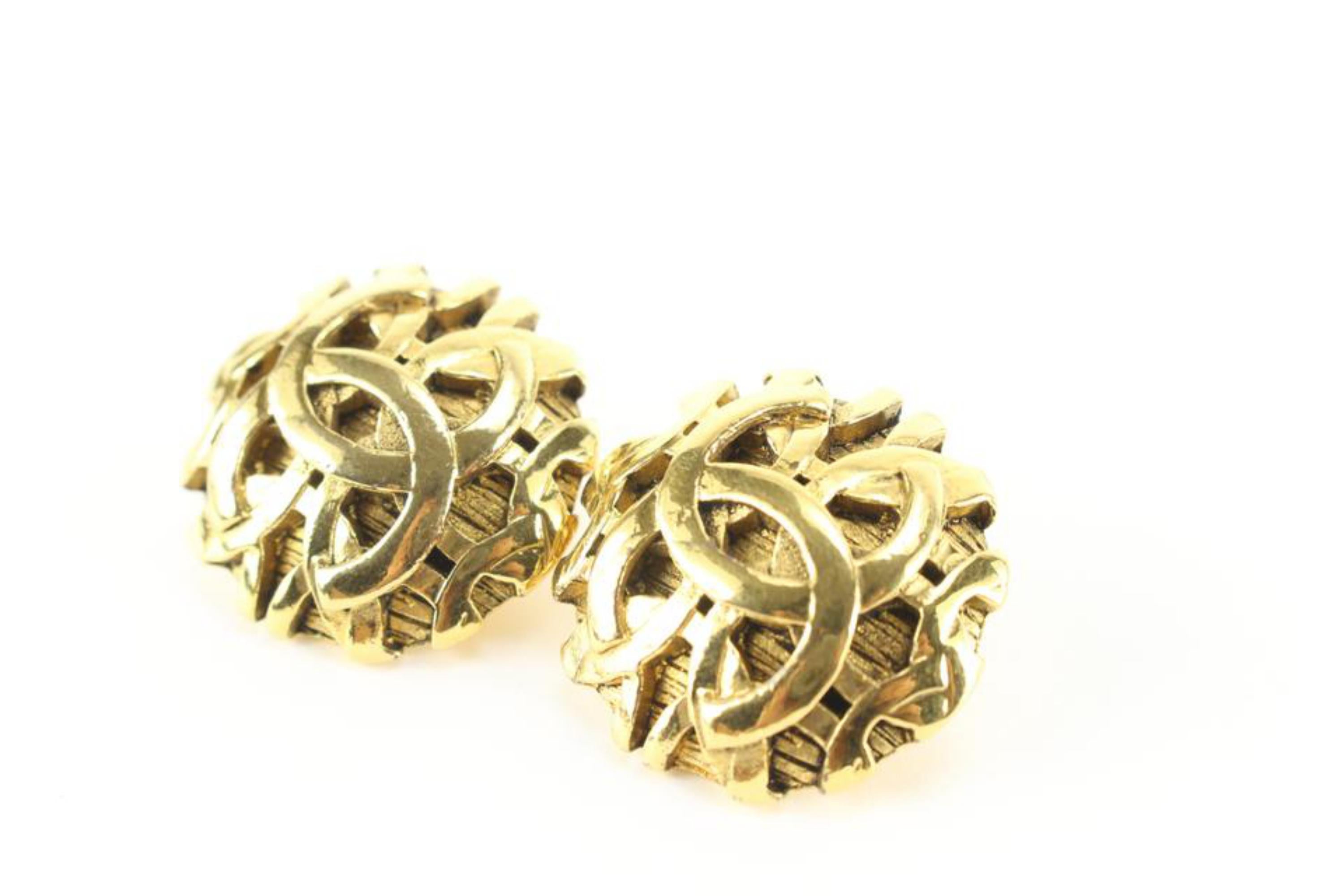 Chanel 24k Gold Plated 25 Collection Jumbo CC Logo Earrings 60ch825s