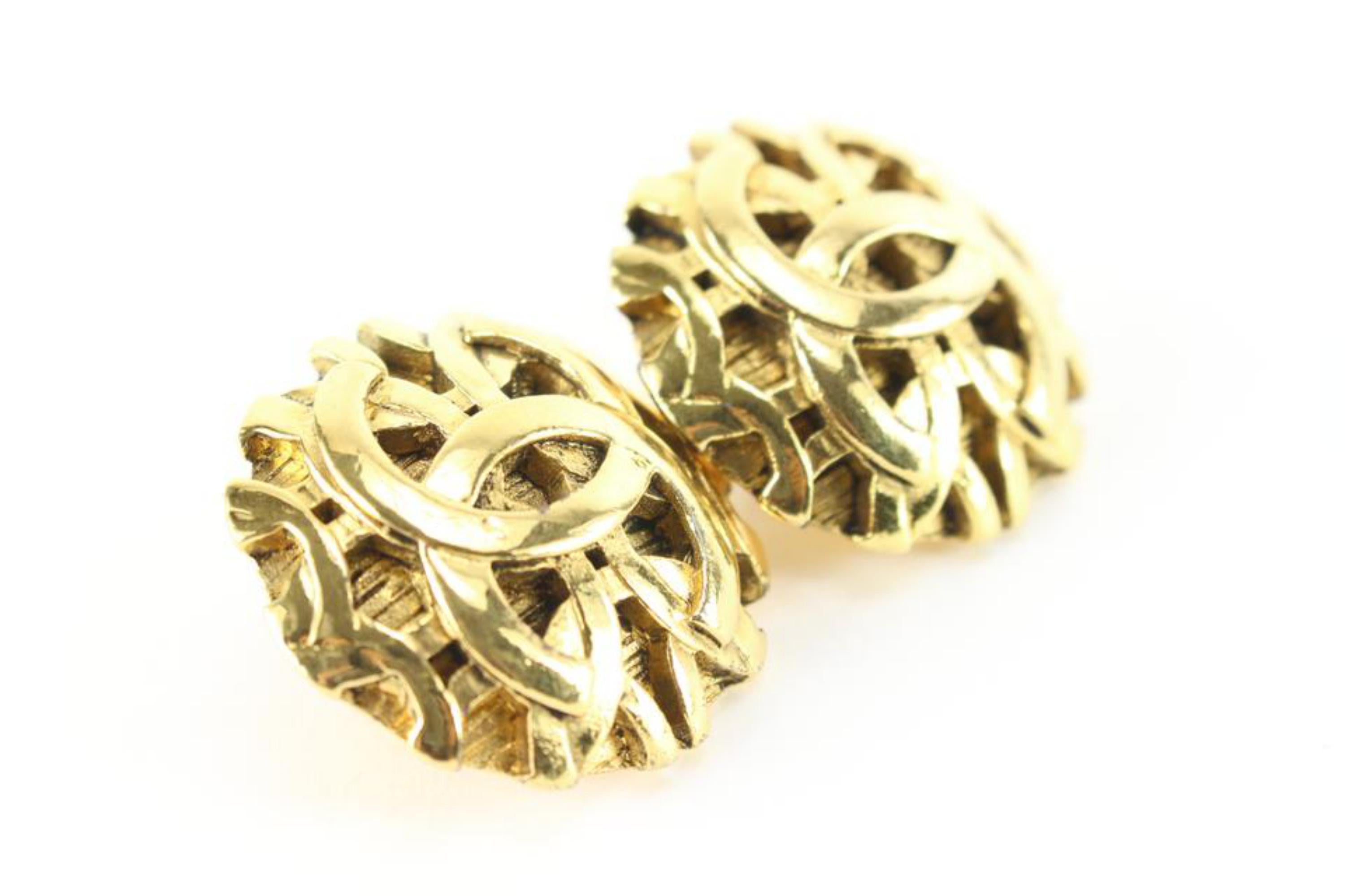 Chanel 24k Gold Plated 25 Collection Jumbo CC Logo Earrings 60ch825s