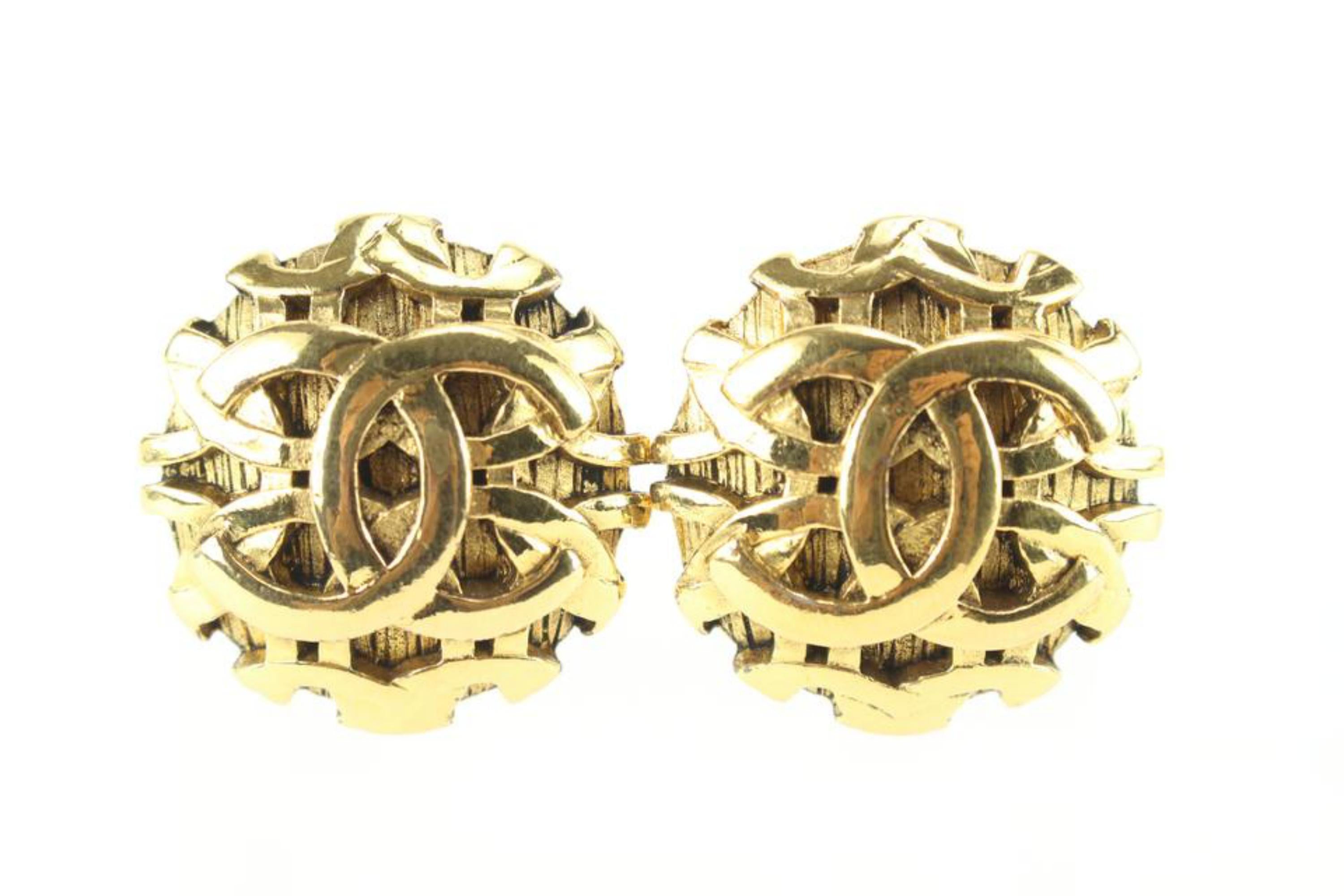 Chanel 24k Gold Plated 25 Collection Jumbo CC Logo Earrings 60ch825s