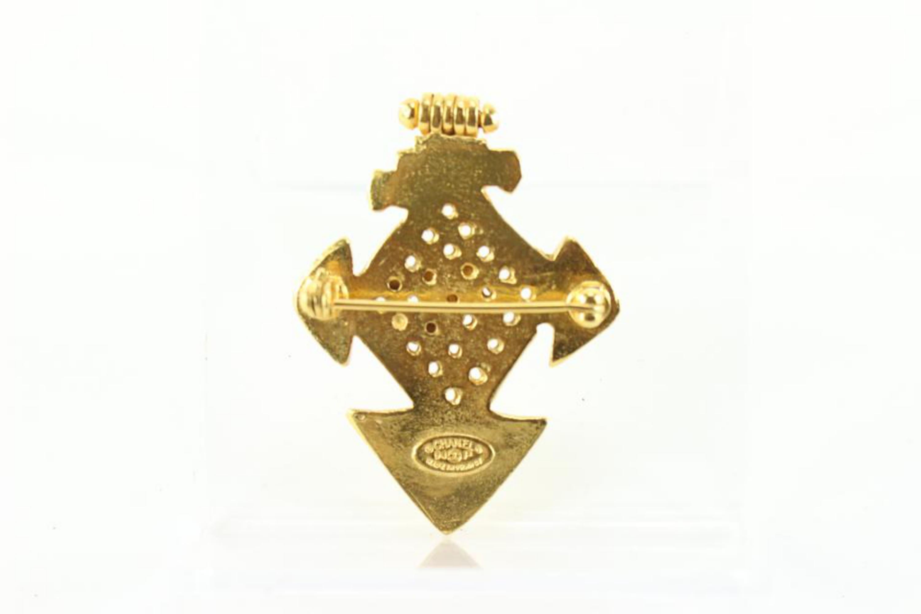 Chanel 94p 24k Gold Plated  CC Cross Brooch Pin 39cc722s