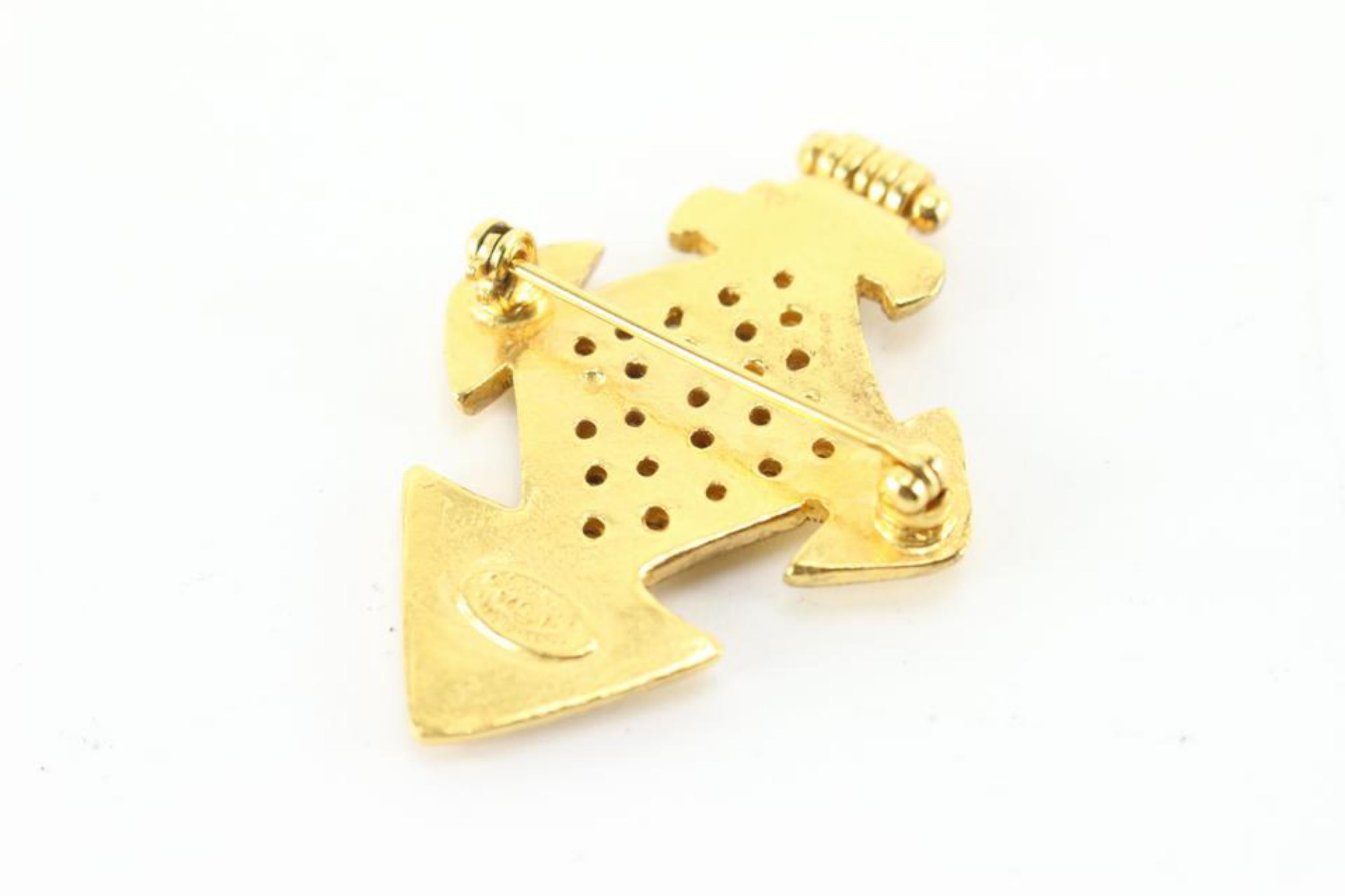 Chanel 94p 24k Gold Plated  CC Cross Brooch Pin 39cc722s