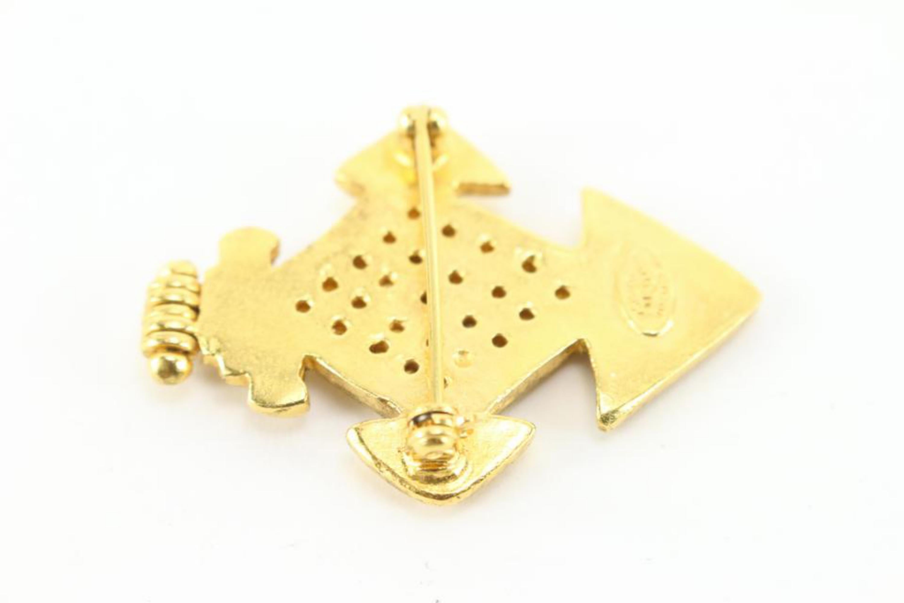 Chanel 94p 24k Gold Plated  CC Cross Brooch Pin 39cc722s
