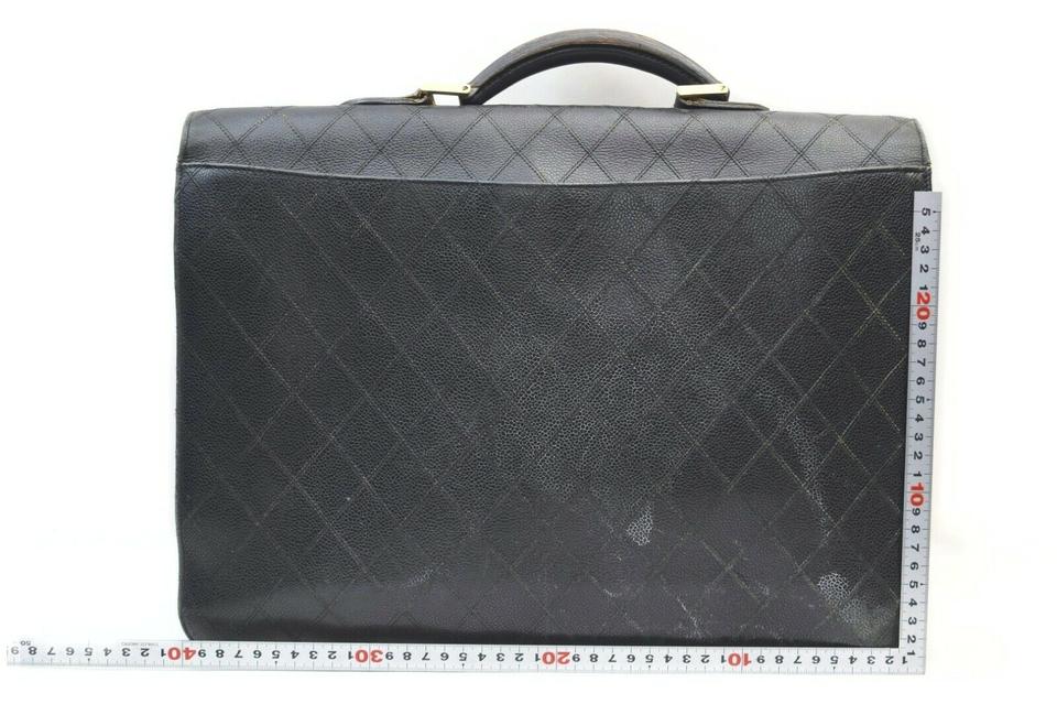 Chanel Black Quilted Caviar Leather Attache Briefcase 862467