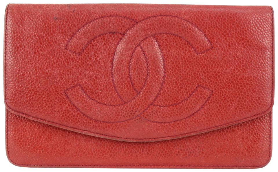 Chanel Red Caviar CC Logo Timeless Wallet 128c47