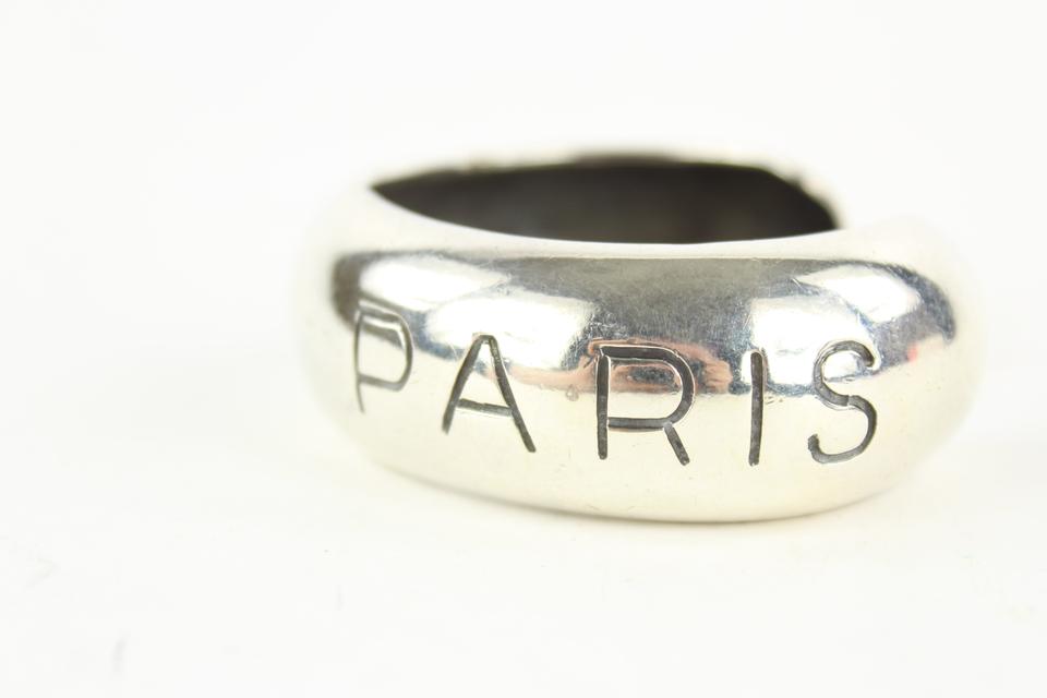 Chanel 96p Paris Silver Tone Bangle Bracelet Cuff 862632