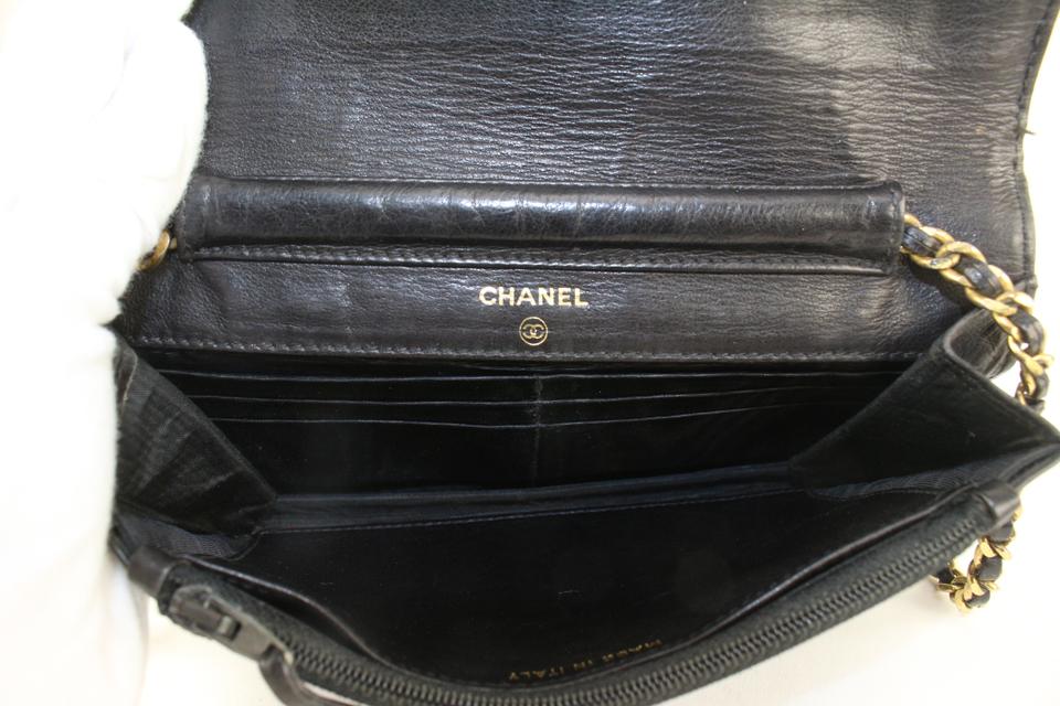Chanel Vintage Black Patent Leather Timeless Wallet on Chain WOC Flap 1112c59