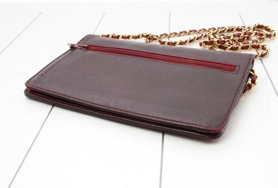 Chanel Bordeaux Burgundy Caviar Leather Wallet on Chain Flap Bag WOC 862149