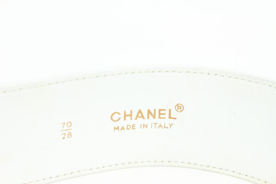 Chanel White Quilted Lambskin Belt with Gold CC Logo on Chain 41ck58