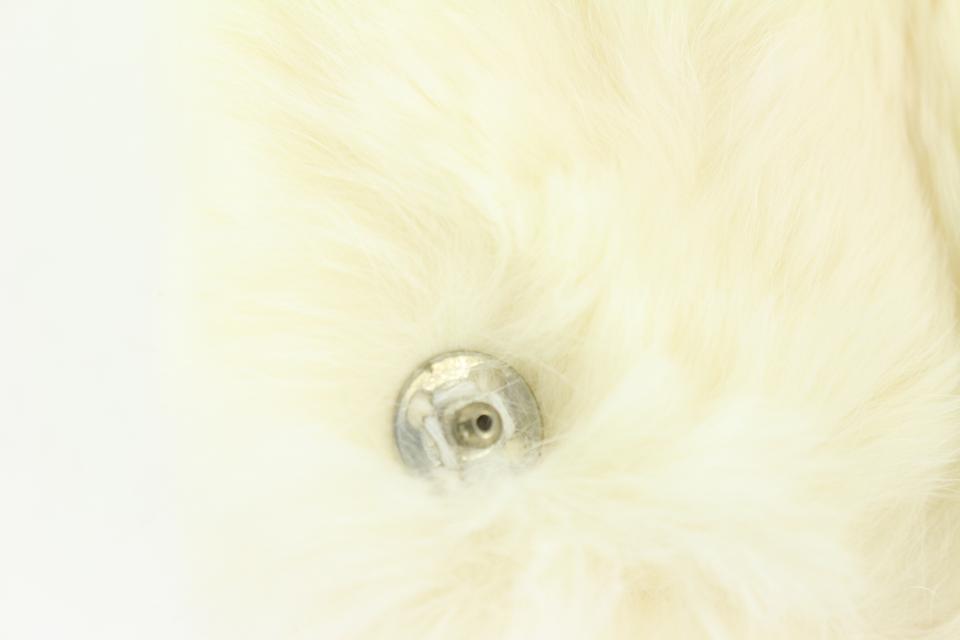 Chanel White x Black CC Rabbit Fur Wrist Band Bracelet s331ck41