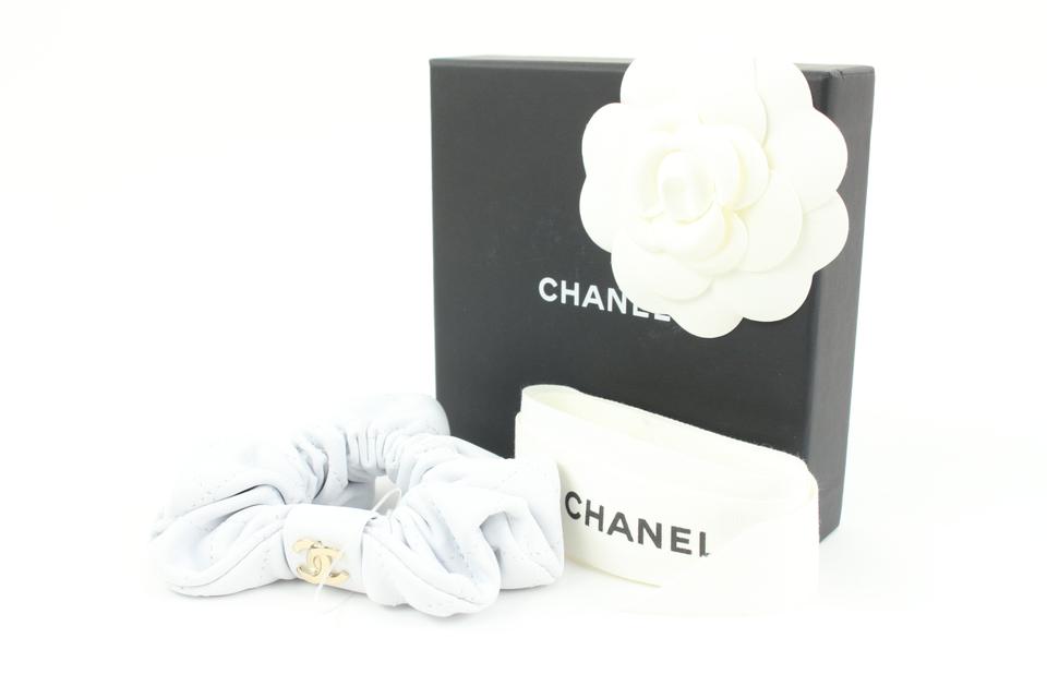 Chanel 21K Leather Hair Scrunchie Barrette 48ck32s