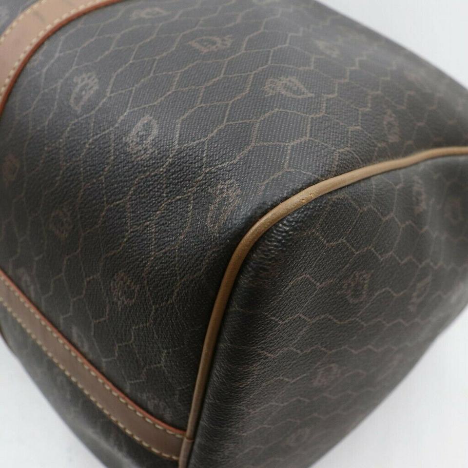 Christian Dior Black Brown Monogram Trotter Honeycomb Boston Duffle Bag 63450