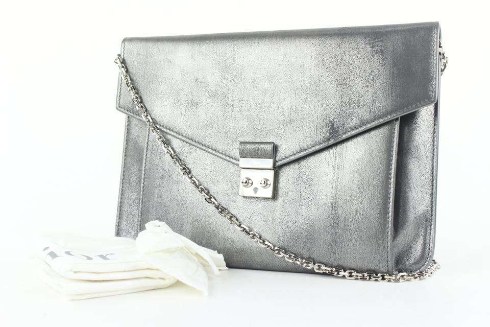 Dior Pewter Silver Chain Flap Crossbody Bag 292da513