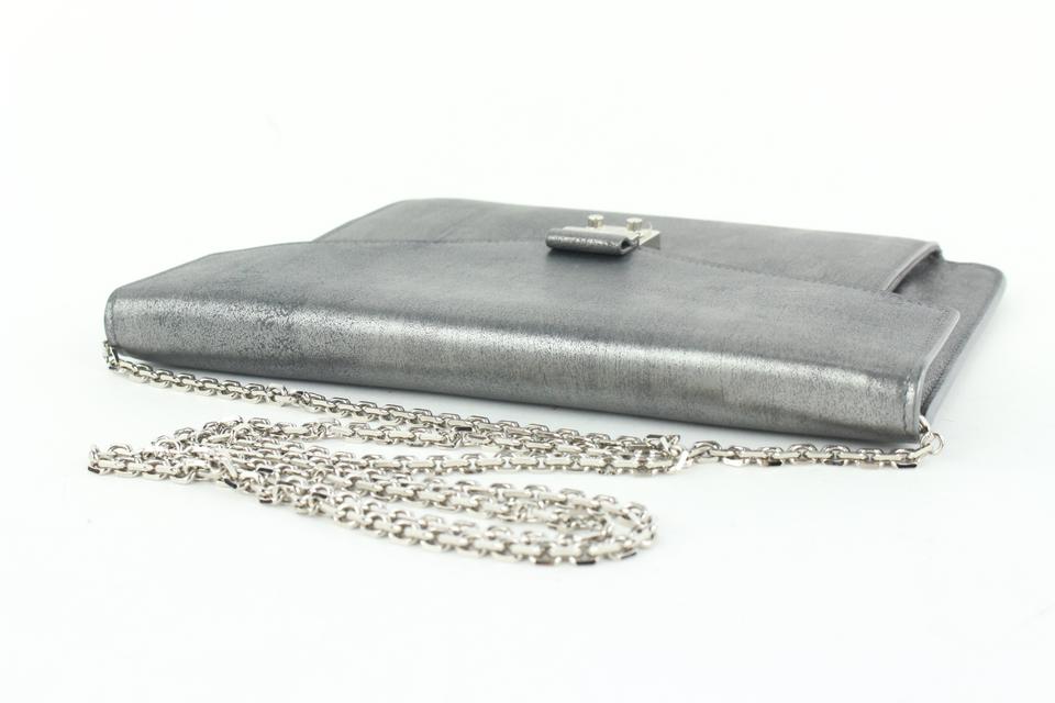 Dior Pewter Silver Chain Flap Crossbody Bag 292da513