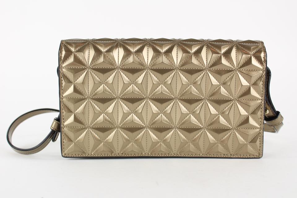 Emporio Armani Gold Geometric Quilted Crossbody Flap Bag 12AX1216