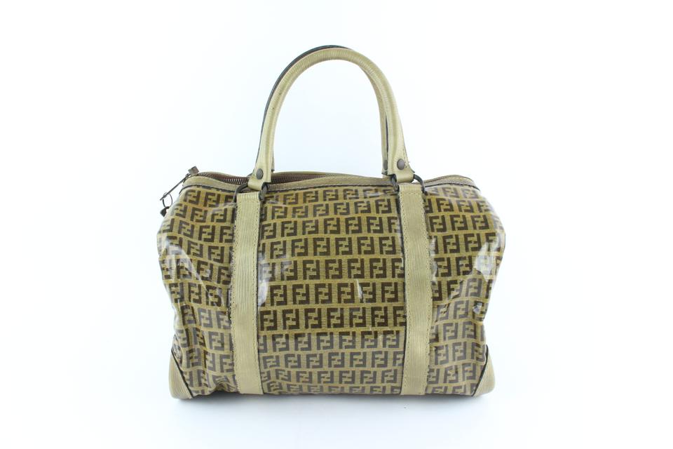 Fendi Brown Crystal Canvas Monogram FF Zucca Boston Duffle Bag 232855