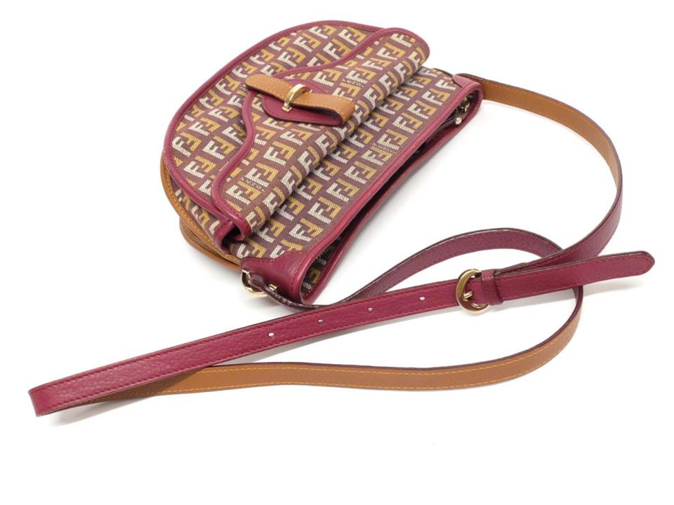 Fendi Bordeaux x Brown Monogram FF Zucca Crossbody Bag 241490