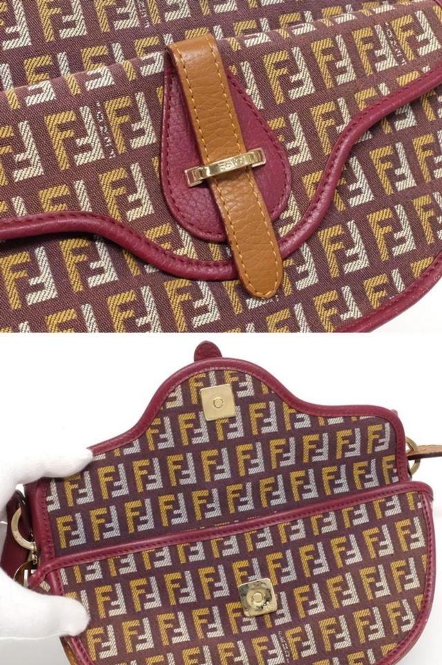 Fendi Bordeaux x Brown Monogram FF Zucca Crossbody Bag 241490