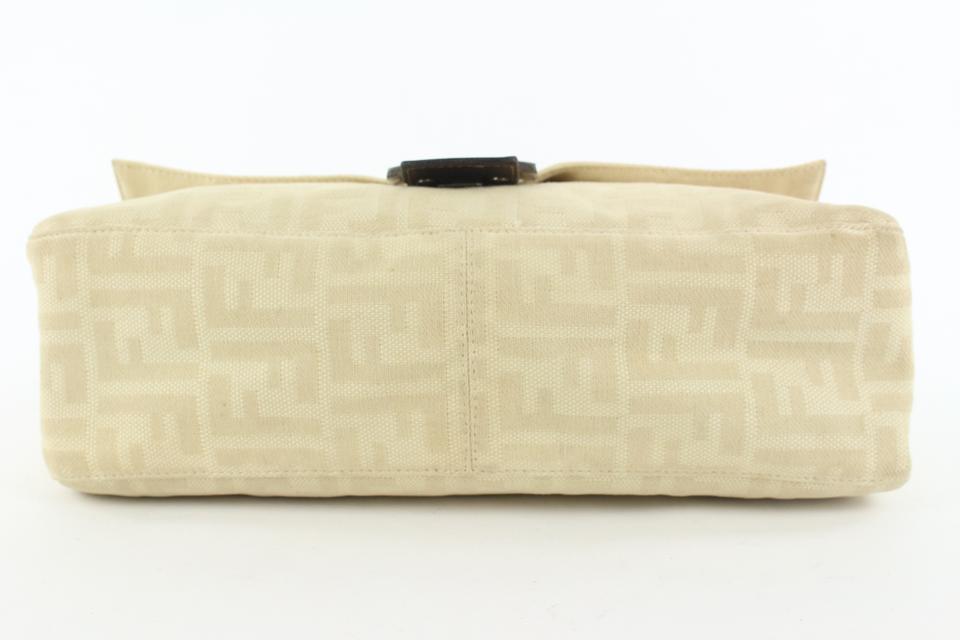 Fendi Ivory Zucca Mamma FF Monogram Baguette Zip Shoulder Flap Bag 50ff423