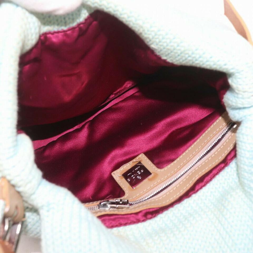 Fendi Blue Woven Knitted Mama Forever Baguette Flap Bag 863223