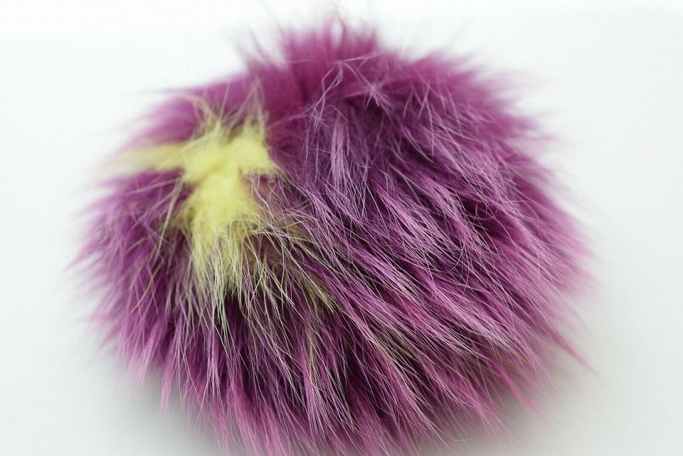 Fendi Fox Fur Heart Pom Pom Bag Charm Purple X Yellow 860341