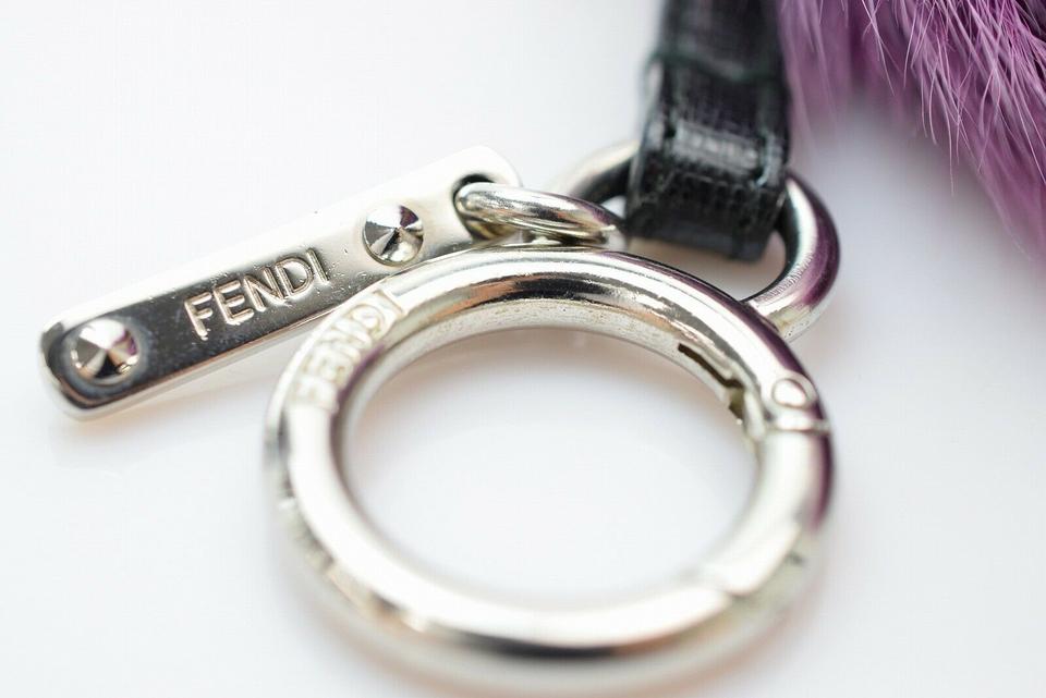 Fendi Fox Fur Heart Pom Pom Bag Charm Purple X Yellow 860341