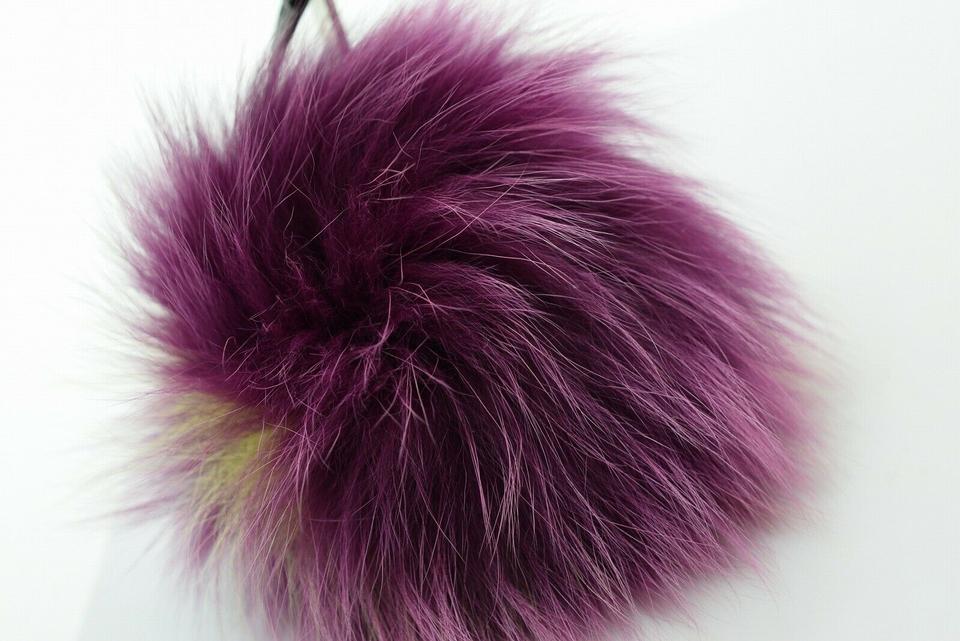 Fendi Fox Fur Heart Pom Pom Bag Charm Purple X Yellow 860341