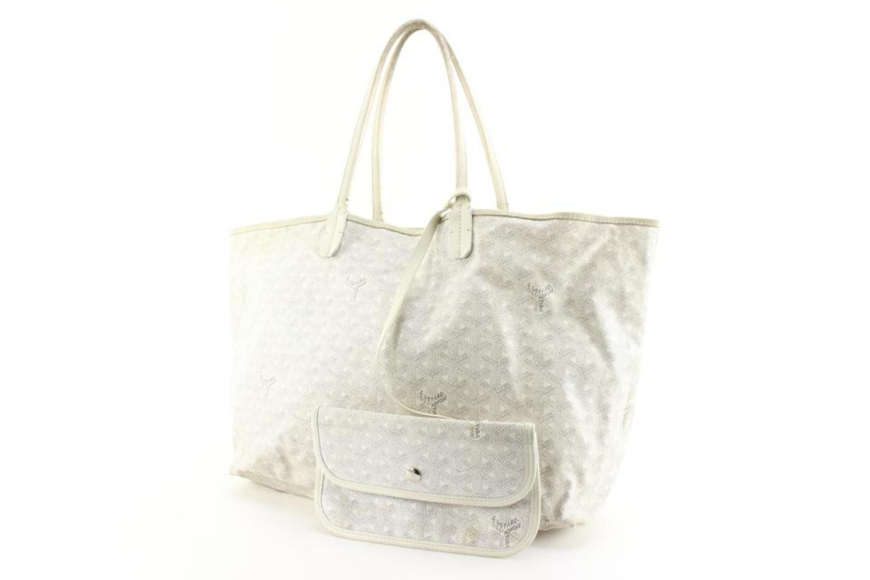 Goyard White Chevron St Louis Tote PM with Pouch 58gy628s