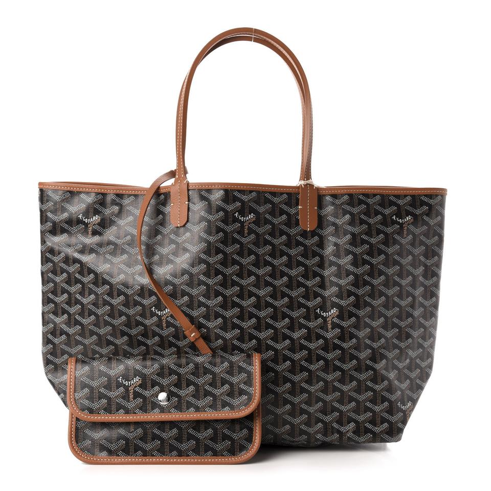 Goyard Black x Brown Chevron St Louis PM Tote Bag with Pouch 51gy23s