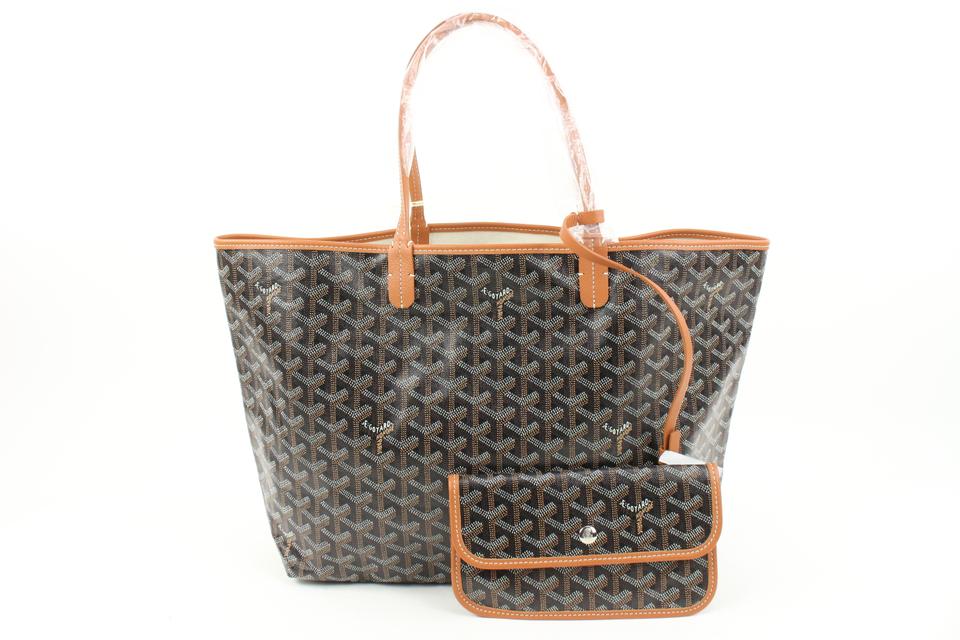 Goyard Black x Brown Chevron St Louis PM Tote Bag with Pouch 51gy23s