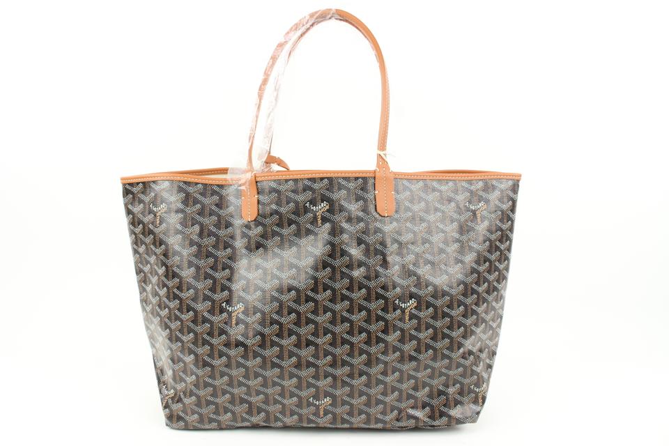 Goyard Black x Brown Chevron St Louis PM Tote Bag with Pouch 51gy23s