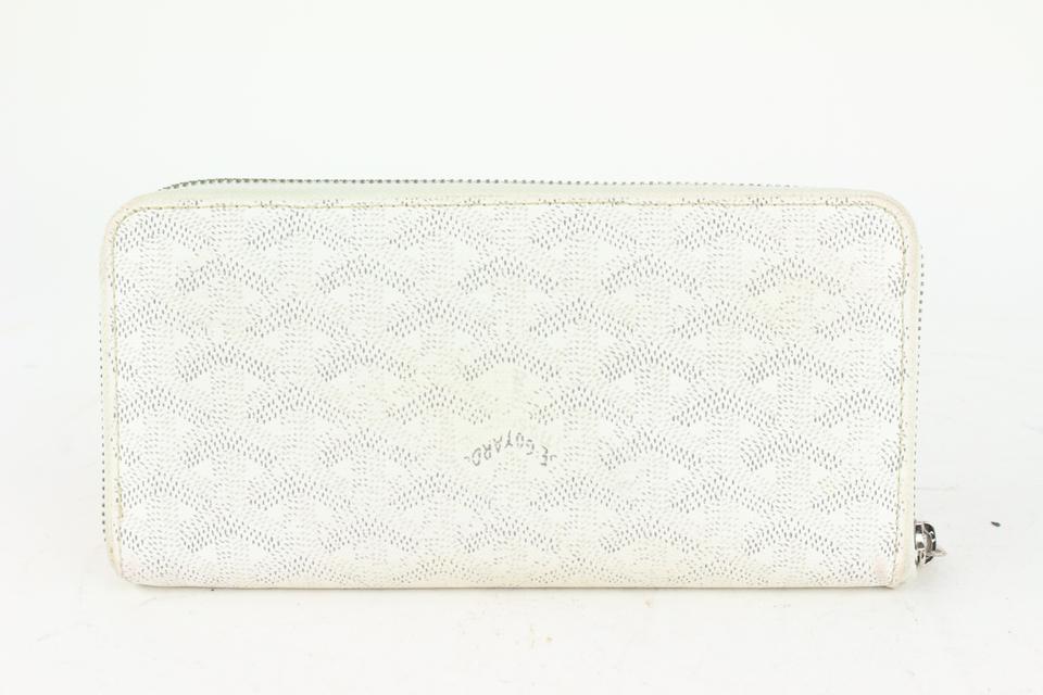 Goyard White Chevron Matignon GM Zip Around Wallet 1020gy39