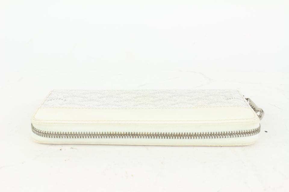 Goyard White Chevron Matignon GM Zip Around Wallet 1020gy39