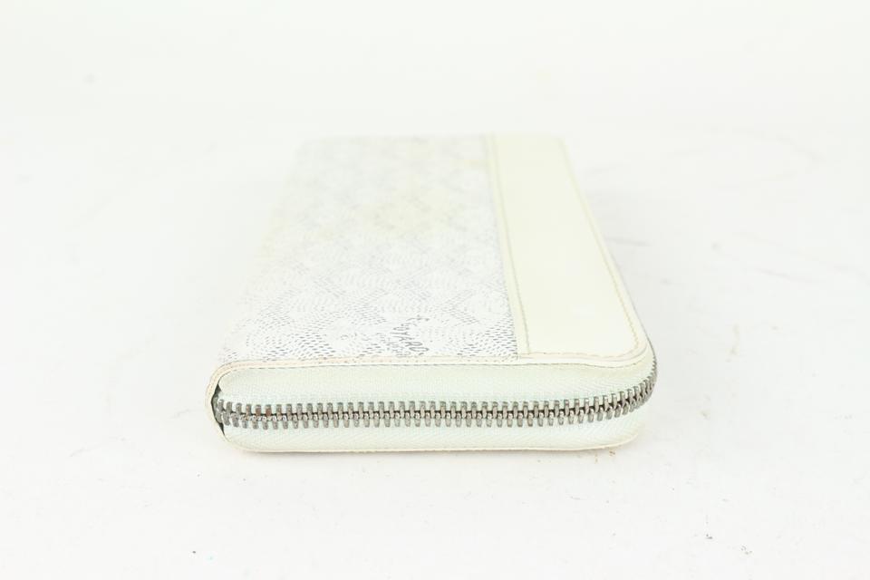 Goyard White Chevron Matignon GM Zip Around Wallet 1020gy39